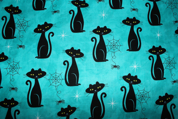 Designerbaumwolle CAT CHARMS grüntürkis (10 cm)